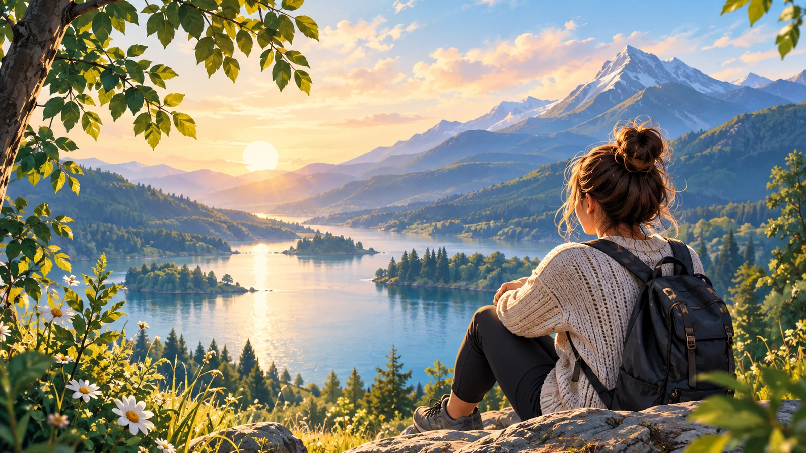 Illustrated highland lake